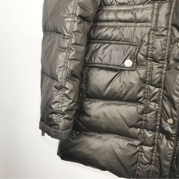 Vince Camuto Olive Green Quilted Faux Fur Collar Long Winter Jacket - Picture 8 of 16